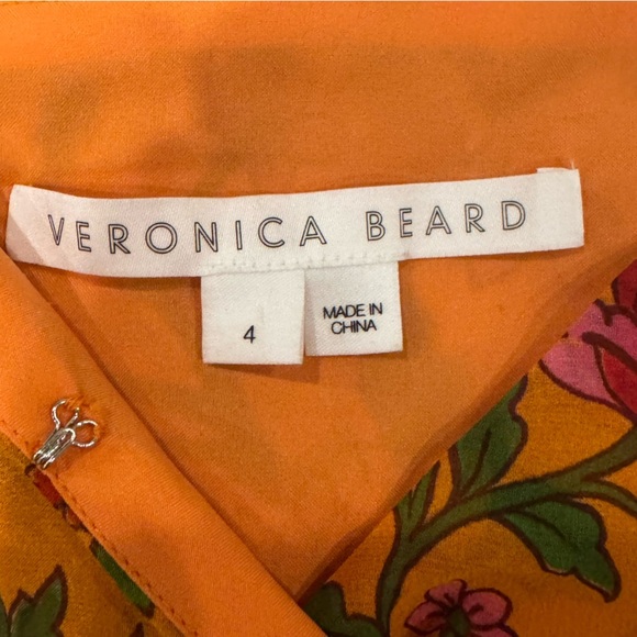 Veronica Beard Orange Silk Floral Randa Ruffle Tank Top Blouse Size 4 NWOT - Picture 4 of 8